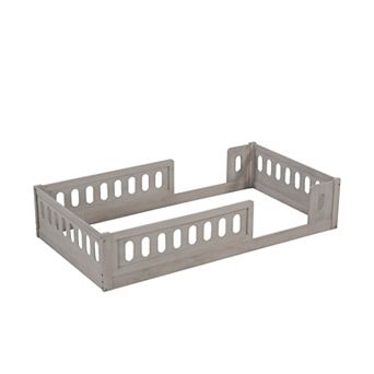 Twin Size Montessori Floor Bed with Guardrails - Wooden Platform Frame for Kids