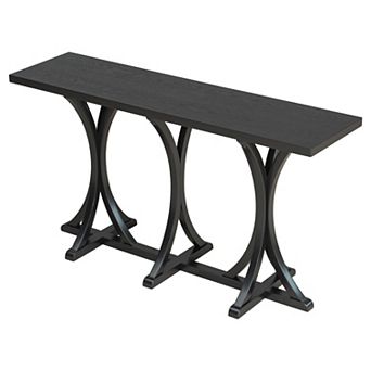 Aoolive Modern Console Table with Adjustable Feet, Accent Hallway Table with Slender Curved Legs