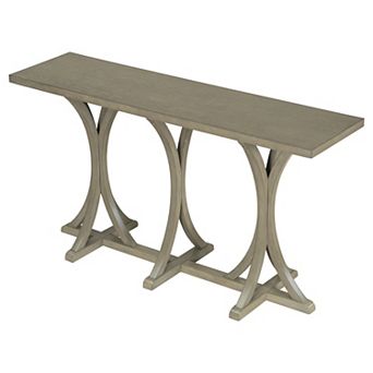 Aoolive Modern Console Table with Adjustable Feet, Accent Hallway Table with Slender Curved Legs