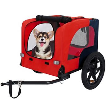BAOURE Heavy Duty Steel Collapsible Pet Bike Trailer Foldable Dog Carrier Attachment