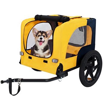 BAOURE Heavy Duty Steel Collapsible Pet Bike Trailer Foldable Dog Carrier Attachment