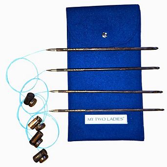 Blue Silk Tunisian Adjustable Crochet Hook Set w/custom case