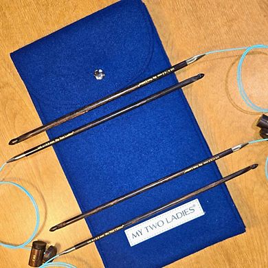 Blue Silk Tunisian Adjustable Crochet Hook Set w/custom case