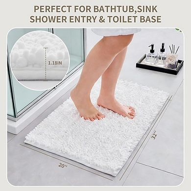 Thick Chenille Bathroom Rug, Soft Absorbent, Non-Slip Quick-Dry Mat