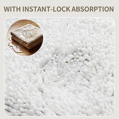 Thick Chenille Bathroom Rug, Soft Absorbent, Non-Slip Quick-Dry Mat