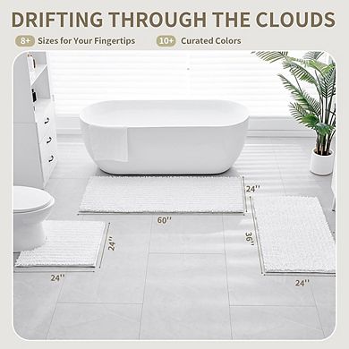 Thick Chenille Bathroom Rug, Soft Absorbent, Non-Slip Quick-Dry Mat