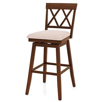 Costway 29" Bar Stool Wooden Chair with Contoured Backrest Swivel Padded Seat for Kitchen