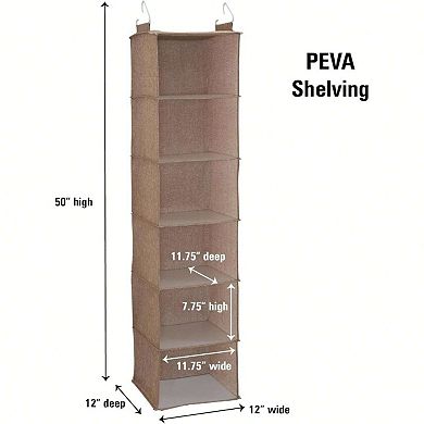 6 Shelf Hanging Closet Organizer with Breathable Fabric and PEVA Shelving