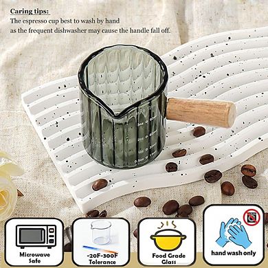 Great Ambitions 2-Pc 4oz Espresso Cups, Wood Handle Demitasse & Frothing Pitcher Set