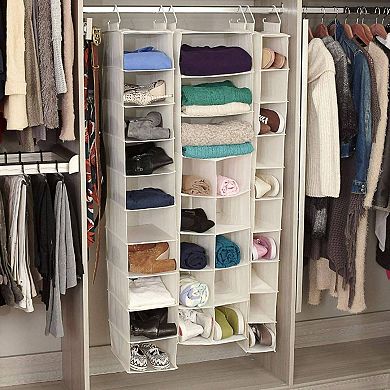 Hanging Shoe Organizer, Slim Design, 10 Pockets, 3 Shelves, Polyester, Space Saver