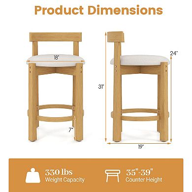 Costway 24” Counter Height Bar Stools with Backrests and Footrests for Dining Room