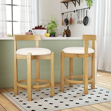Costway 24” Counter Height Bar Stools with Backrests and Footrests for Dining Room