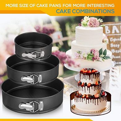 Springform Pan Set of 3 Non-stick Leakproof Round Cake Pan Set Includes 3 Pieces 6" 8" 10"