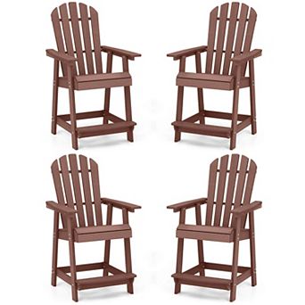 Costway Bar Stool HDPE Patio Chair with Armrest Footrest Home Indoor Outdoor