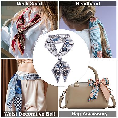 Print Scarf Headband for Women Blue White 1 Pc