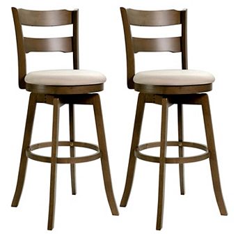 Costway 30.5” Swivel Barstools with Backrest & Upholstered Seat,Footrest for Pub