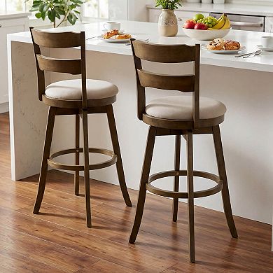 Costway 30.5” Swivel Barstools with Backrest & Upholstered Seat,Footrest for Pub