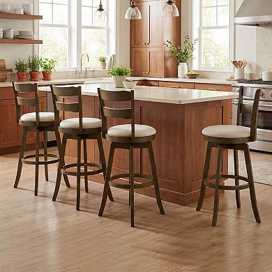 Costway 30.5” Swivel Barstools with Backrest & Upholstered Seat,Footrest for Pub