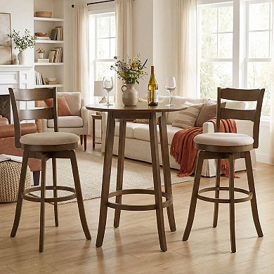 Costway 30.5” Swivel Barstools with Backrest & Upholstered Seat,Footrest for Pub