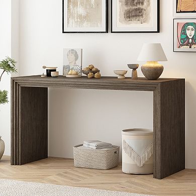 Aoolive Paulownia Veneer Console Table, Entryway Display Table, Minimalist Sofa Table