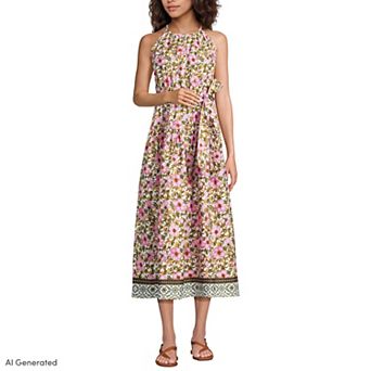 Women's Lands' End Poplin Halter Midi Dress