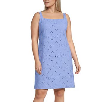 Plus Size Lands' End Sleeveless Eyelet Shift Dress