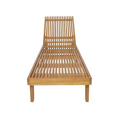 TEINIE Outdoor Chaise Lounge Chair Acacia Wood Teak, Poolside Backyard