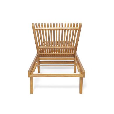 TEINIE Outdoor Chaise Lounge Chair Acacia Wood Teak, Poolside Backyard