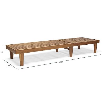 TEINIE Outdoor Chaise Lounge Chair Acacia Wood Teak, Poolside Backyard