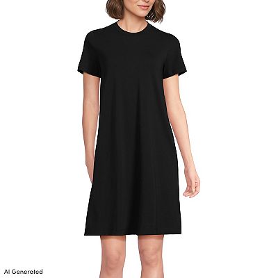 Women's Cotton Jersey Crew Neck T Shirt Dress - Lands' End - Ivory - XL