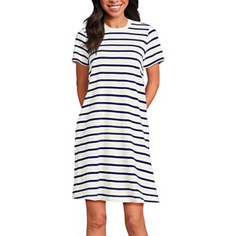 Women's Lands' End Sleeveless Eyelet Shift Dress Above the Knee