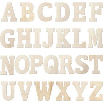 6-Inch Wooden Letters 88 pc Alphabet Set Unfinished for Crafts Wall Decor