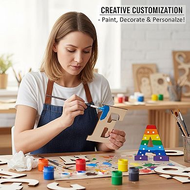 6-Inch Wooden Letters 88-Piece Alphabet Set Unfinished for Crafts Wall Decor