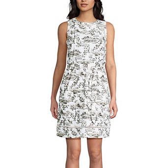 Women's Lands' End Cotton Jersey Crew Neck Sleeveless Shift Dress