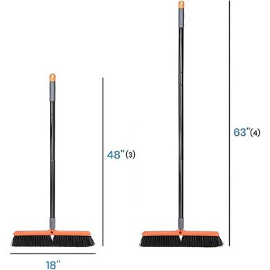 Great Ambitions 24" Heavy-Duty Push Broom, 65" Handle, for Concrete, Garage, Shop, Deck