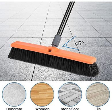 Great Ambitions 24" Heavy-Duty Push Broom, 65" Handle, for Concrete, Garage, Shop, Deck