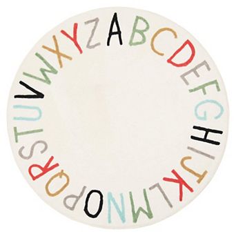 Round Kid Alphabet Play Rug 40 Inch Soft Kids Crawling Mat Bedroom Nursery