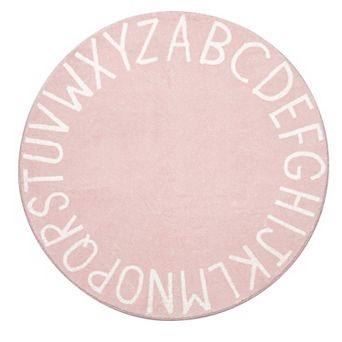 Round Kid Alphabet Play Rug 40 Inch Soft Kids Crawling Mat Bedroom Nursery