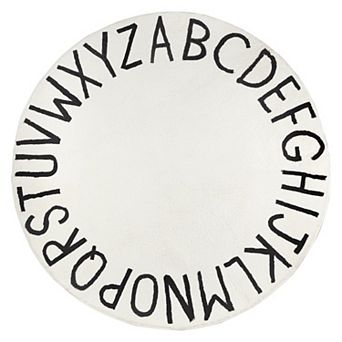 Round Kid Alphabet Play Rug 40 Inch Soft Kids Crawling Mat Bedroom Nursery