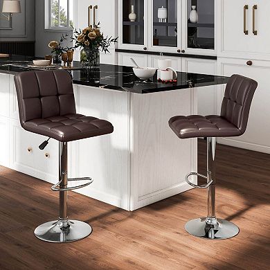 Costway Modern Swivel Bar Stools Set of 2 with Heavy-duty Metal Base & Footrest Back