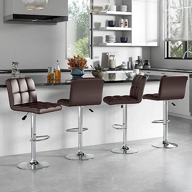 Costway Modern Swivel Bar Stools Set of 2 with Heavy-duty Metal Base & Footrest Back
