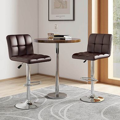 Costway Modern Swivel Bar Stools Set of 2 with Heavy-duty Metal Base & Footrest Back