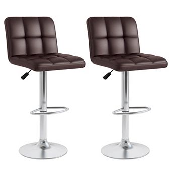 Costway Modern Swivel Bar Stools Set of 2 with Heavy-duty Metal Base & Footrest Back