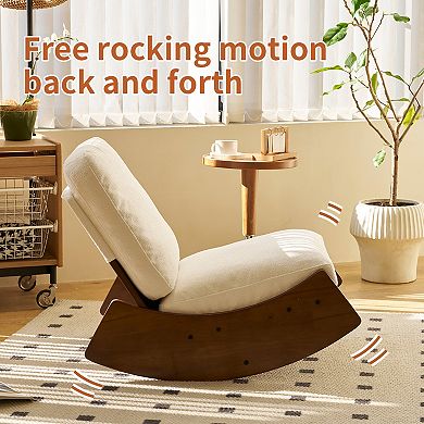 Upholstered Solid Wood Glider Rocker Accent Chair