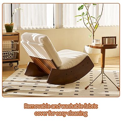 Upholstered Solid Wood Glider Rocker Accent Chair