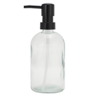 Cylinder Glossy Soap Dispenser 13.53oz Clear Black 1 pc