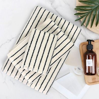 Great Ambitions 8-Piece Black/White Stripe Towel Set, 2 Bath, 2 Hand, 4 Washcloths