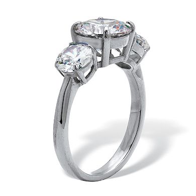 4.96 TCW Cubic Zirconia Stainless Steel 3-Stone Bridal Ring