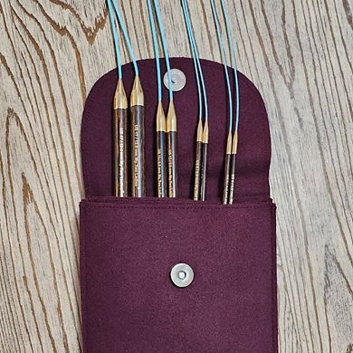 Blue Silk Sampler Set Adjustable Knitting Needles w/custom case