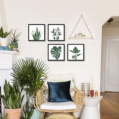 Framed Botanical Bathroom Wall Art Decor, 10x10 Inch 4 Pack Acrylic Prints Set, for Decoration